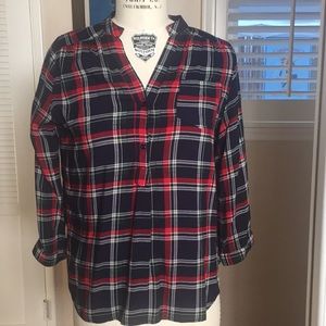 Plaid 3/4 sleeve top